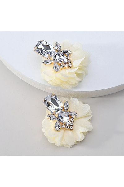 Eva Grace Julianne earrings, white, with gold frame and floral pattern - Floral Paradise Collection