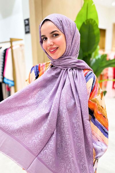Aker Lyocell Ethnic Jacquard Shawl - 3030300-992 - Lilac