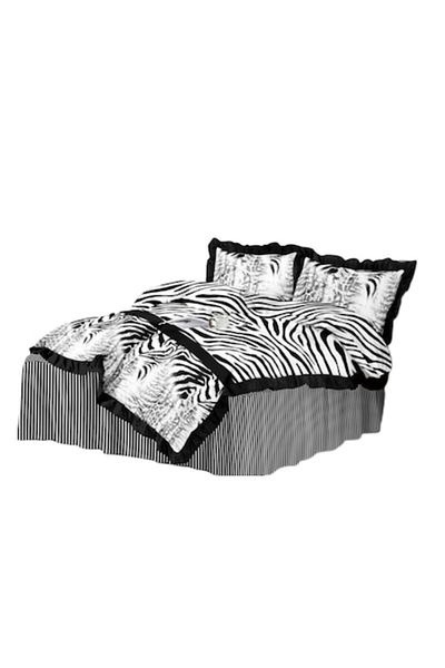 OEM Double Bed Linen, Ruffled Sheet, Spring, Finet, 4 Pieces, 2 People, Non Colors, 200x230cm, Zebra