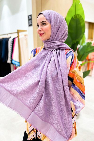 Aker Lyocell Ethnic Jacquard Shawl - 3030300-992 - Lilac