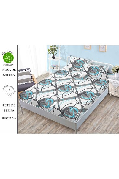 OEM Elegant Home 3-piece finet bed cover set, 2 pillowcases, for bed 180x200cm, turquoise gray
