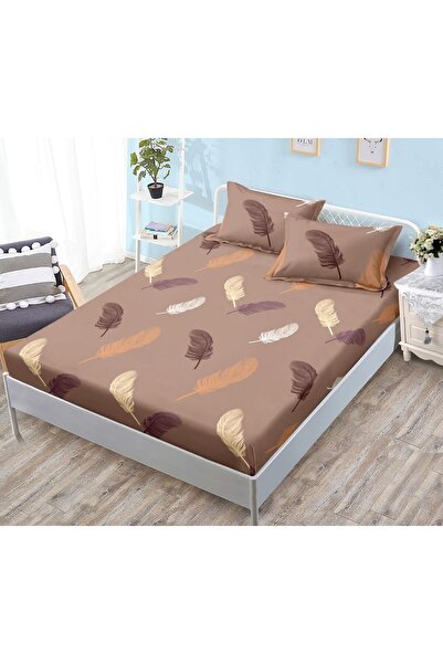 OEM Set Husa de pat din finet, 3 piese Elegant Home, 2 fete de perna, pentru pat 180x200cm, maro