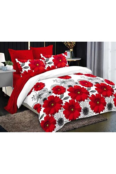 OEM Lenjerie de pat dublu, Primavara, Finet, 6 piese, 2 persoane, imprimeu Crizanteme