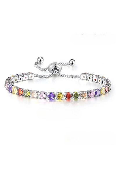 Eva Grace Darla tennis bracelet, silver, with multi-colored zirconia stones, adjustable