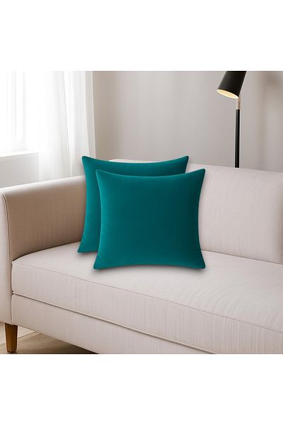 Harnicuta Set of 2 Turquoise Velvet Decorative Pillows 40x40 Cm, Pdp0315_40x40