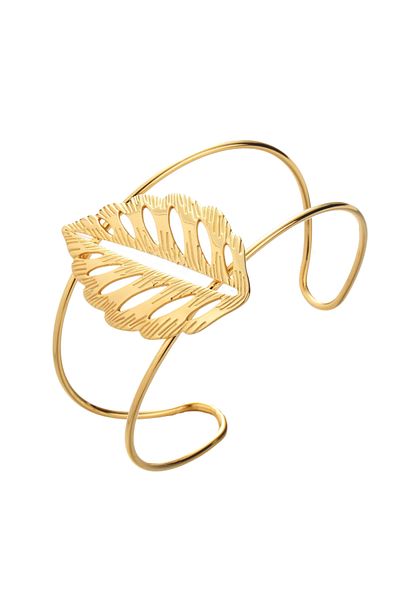 Eva Grace Fay bracelet, gold, stainless steel, with leaf pattern