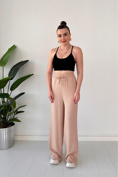 MaziButik Seersucker Pants Beige