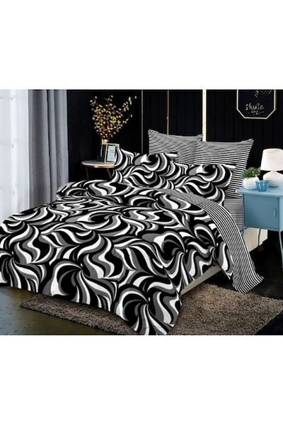 OEM Bed Linen, Finet, 4 pieces, 1 person, 160x200cm, Abstract Print, Non-Colors
