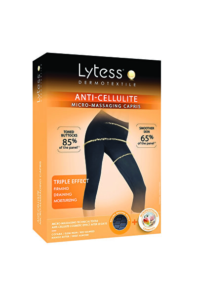 Lytess بنطال كابري صغير مضاد للسيلوليت، أسود، مقاس صغير/متوسط