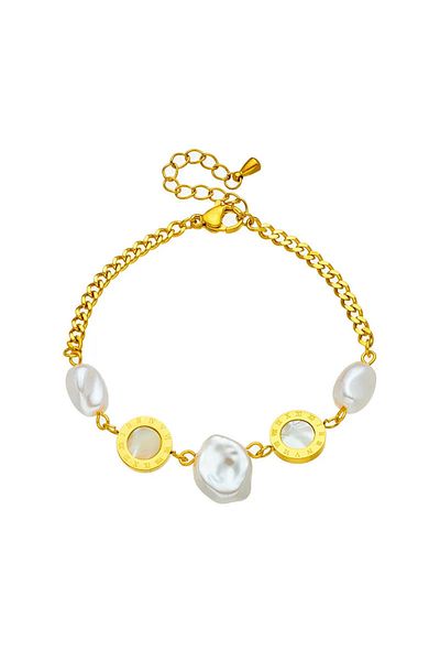 Eva Grace Harmony bracelet, gold, made of stainless steel, decorated with pearls - Universe of Pearls Collection