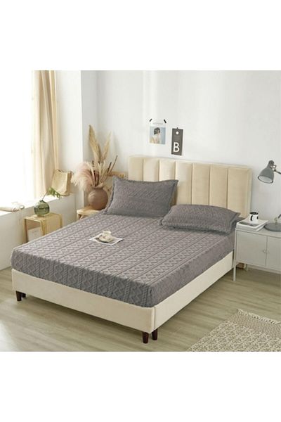 OEM Husa si 2 fete perna, Cocolino, Sherpa Throw, Tricot, 3 Piese, 180x200cm, Gri Inchis