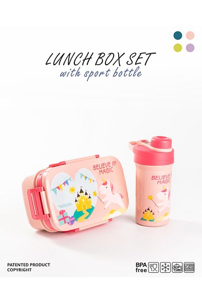 Mobcos Students Lunch Box with Water Bottle Set Double Layer Lunch Box,Fork 1800ml and Drink Cup 500ml