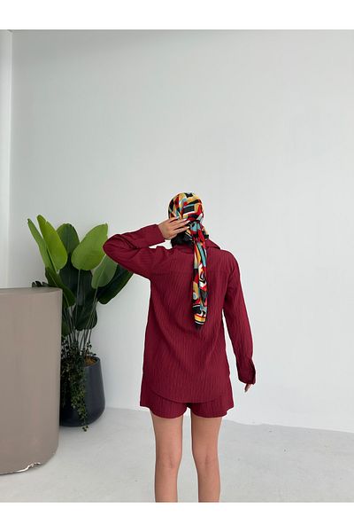 OUZ Fashion Women's Linen Shirt and Shorts Two-Piece Set