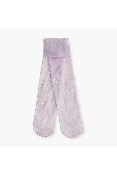 Juniors جوارب طويلة بتفاصيل فراشة مع حزام خصر مطاطي