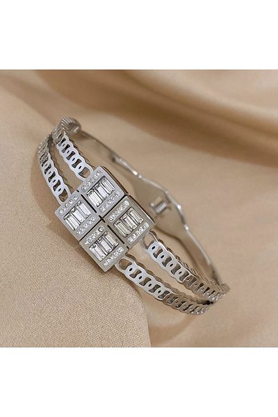 Eva Grace Barbara bracelet, silver, with zirconia, made of stainless steel