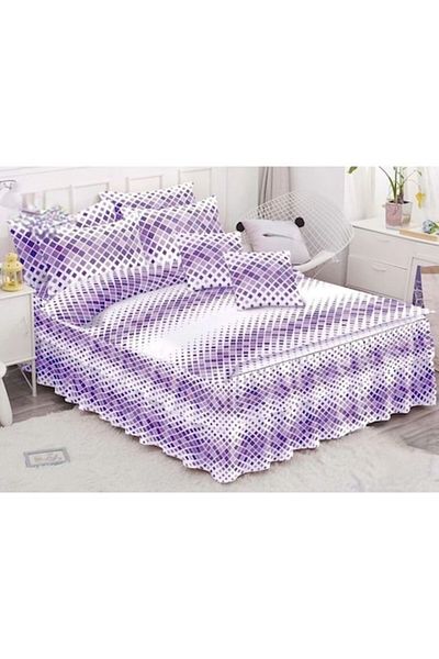 OEM Double Bedding Set, Ruffled Sheet, Spring, Rhombus Print, 6 Pieces, 2 Persons, Finet, 200x210cm