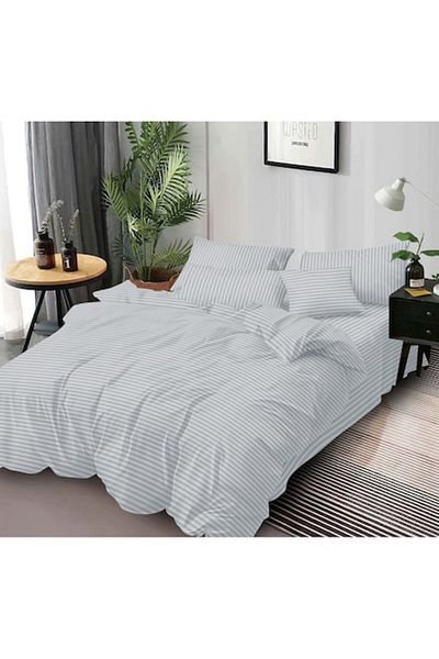 Pucioasa Double Bed Linen, Pucioasa, Damask, 6 Pieces, 2 Persons, Uni, 245x250cm, Light Grey
