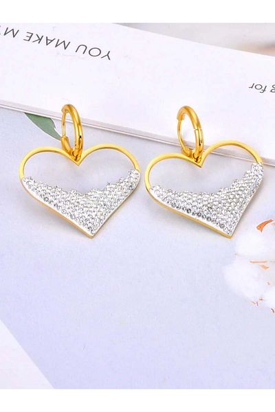 Eva Grace Roselyn gold-tone heart-shaped earrings in 18K gold-plated stainless steel - Parisian Collection