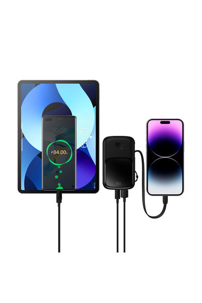 Baseus Powerbank 10000mAh USB USB-C iPhone Lightning + kabel USB-C - czarny