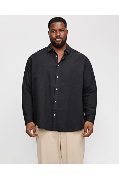 Jack & Jones JACK&JONES 12269089 BATTAL BUYUK BEDEN JJEBREEZE LINEN BLEND ERKEK UZUN KOL GOMLEK