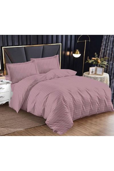 OEM Double bedding set, fitted sheet, Damask, 4 pieces, 180x200cm, Pale Pink