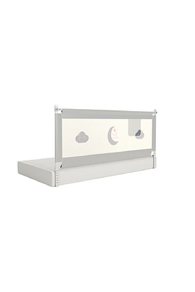 Little Mom Bariera protectie pentru pat copii, Little Mom Grey, cu sistem de Culisare verticala controlat prin