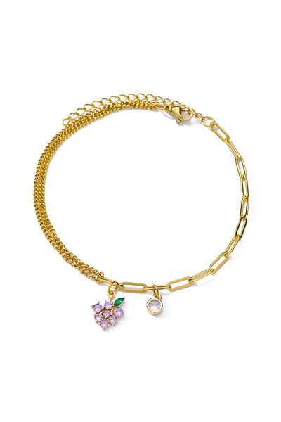 Eva Grace Erna bracelet, gold, made of stainless steel, decorated with zirconia talisman