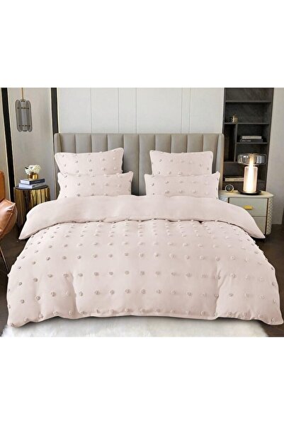 OEM Double Bed Linen, Velvet Grofat, 6 Pieces, Uni, 230x250cm, Off White