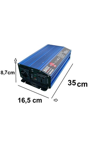 Bass Polska Convertor de tensiune 12V->230V, 2000/4000W, sinusoidală completă