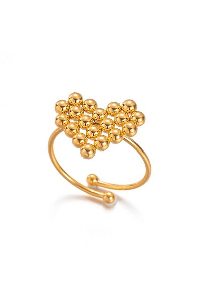 Eva Grace Nida ring, gold, stainless steel, heart-shaped, adjustable