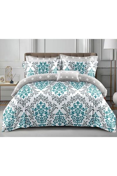 OEM Double Bed Linen, Satin Cotton, 4 Pieces, 200x230cm, Abstract, Multicolor