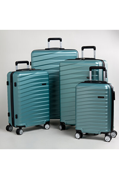 Travel Vision مجموعة حقائب سفر متينة من مادة ABS مكونة من 4 قطع، باللون الأخضر