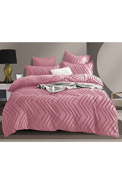 Pucioasa Double bed linen set, Grofat Lux M1 jacquard velvet, 6 pieces, plain, 245x250cm, Pl