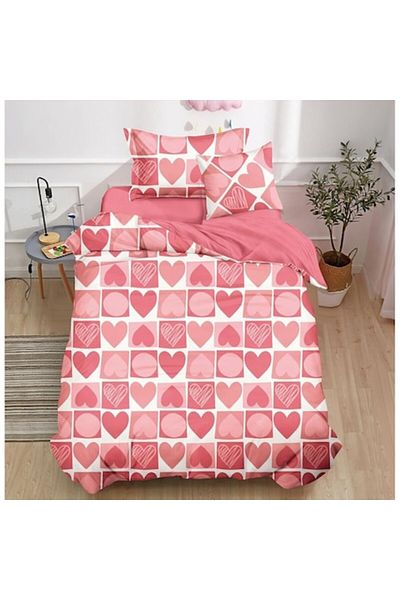 Pucioasa Set bedding made of fine cotton with elastic, fitted sheet, duvet cover, 2 pillowcases, for bed 140x