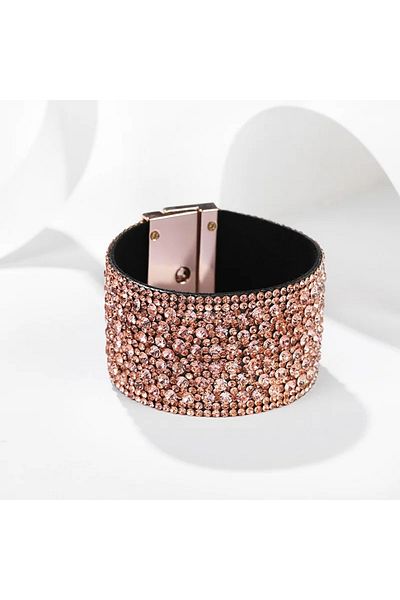 Eva Grace Keysha wide bracelet with rose gold stones and magnetic closure