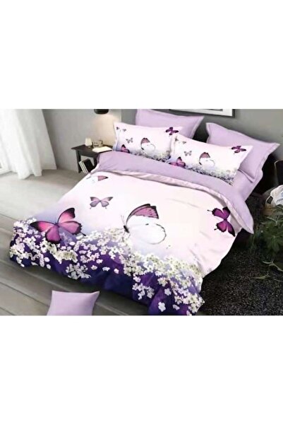 OEM Double Bed Set, Velvet, 6 Pieces, 2 People, Purple Multicolor, 230x250cm