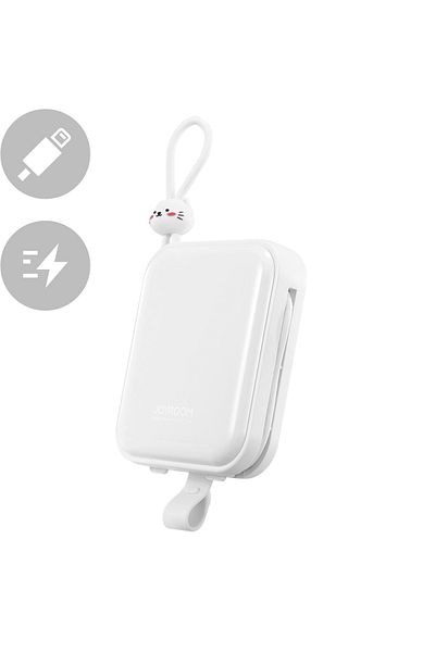 Joyroom Powerbank z podstawką kabel USB-C i Iphone Lightning Cutie Series 10000mAh 22.5W biały