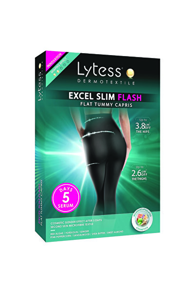 Lytess بنطال كابري مسطح للبطن من إكسل سليم فلاش، أسود، مقاس L/XL