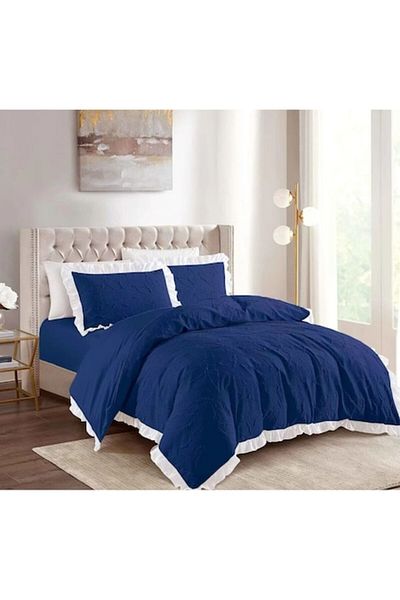 OEM Double Bed Set, Primavara, Grofat Model, 4 Pieces, 2 Persons, 180x200cm, Navy Blue
