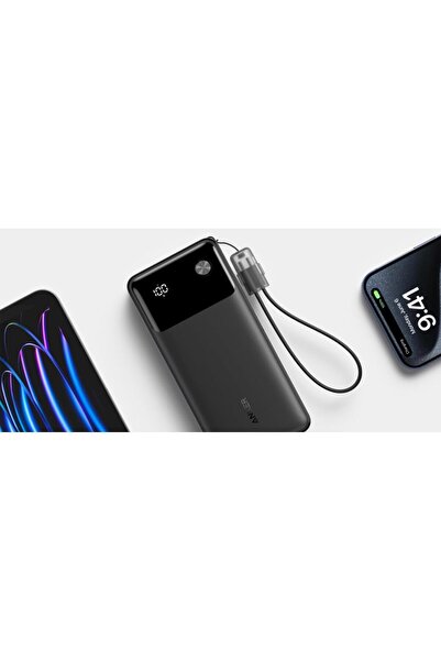 Anker باور بانك انكر بسعة 10000 ملي امبير بقوة 22 واط بمنفذين تايب سي ومنفذ يو اس بي مع سلك اسود