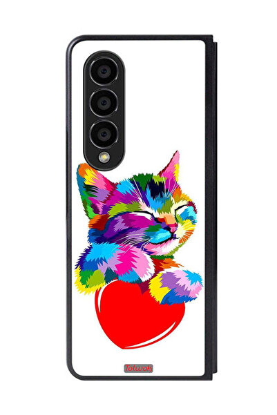 Tolwak غطاء حماية لهاتف سامسونج جالاكسي زد فولد 4 بتصميم قطة ملونة