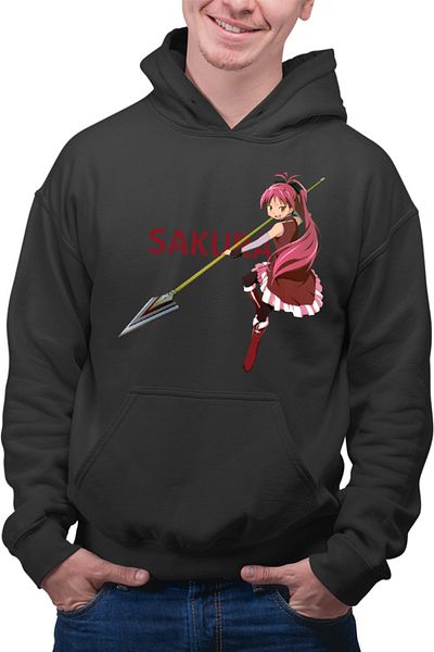 OEM Madoka Magica Sakura Polearm Energetic Fire Men's Hoodie
