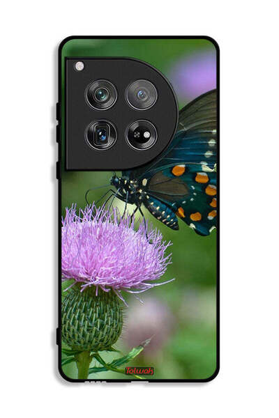 Tolwak غطاء حماية لهاتف OnePlus 12 بتصميم فراشة تجلس على زهرة