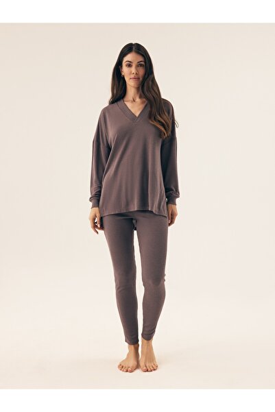 ESOTIQ Set de îmbrăcăminte pentru casă pentru femei, cu mânecă lungă și panta...