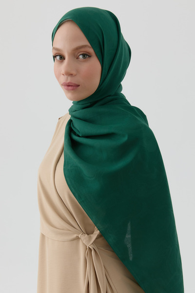 Tuğba Dalgasal Desen Pamuk Şal - Zümrüt