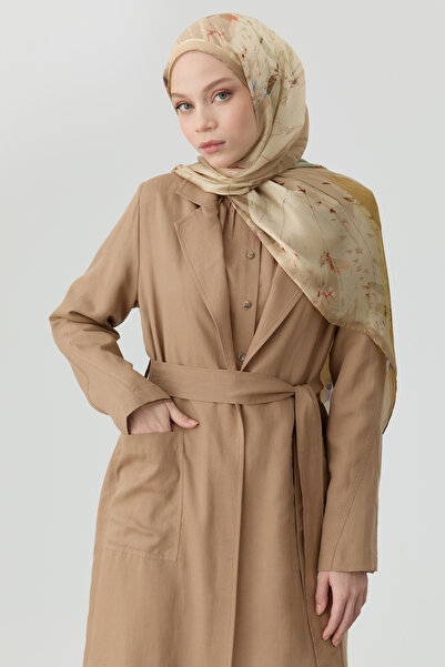 Tuğba Cepli Kuşaklı Uzun Giy-Çık - Vizon