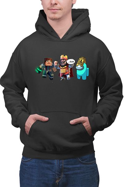 OEM Men's Hoodie Clash Royale Among Us Caution Minecraft Steve