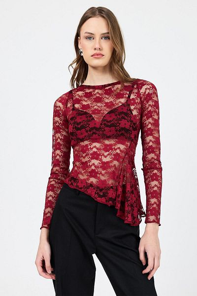 TENA Women's Burgundy Lace Blouse