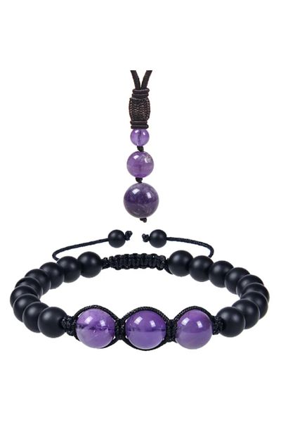 OEM BRACELET SET - PENDANT OF NATURAL AMETHYST CRYSTALS | HARMONY MIND-SOUL-HIGHER SELF