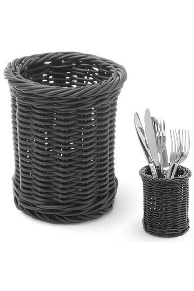 HENDI Coș de tacâmuri pentru furculițe, cuțite, linguri, rotund, negru, diametru 100x120 mm - 426210